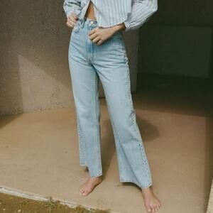 DOEN Tatum Biarritz Relaxed Fit Wide Leg Denim Jeans 27 Vintage Light Wash